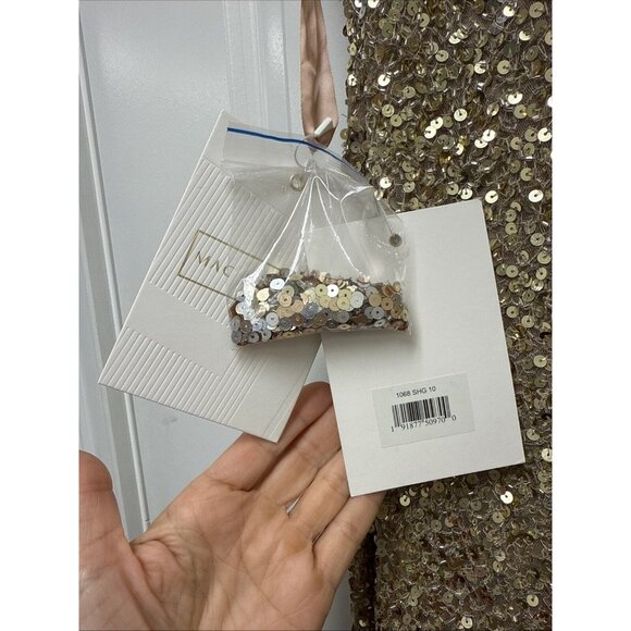 Mac Duggal Size 10 Gold Ombré Sequin Slit V Neck Column Gown Prom Dress New - Picture 10 of 10